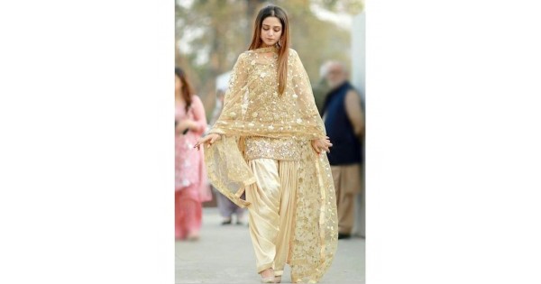 Golden colour clearance punjabi suit